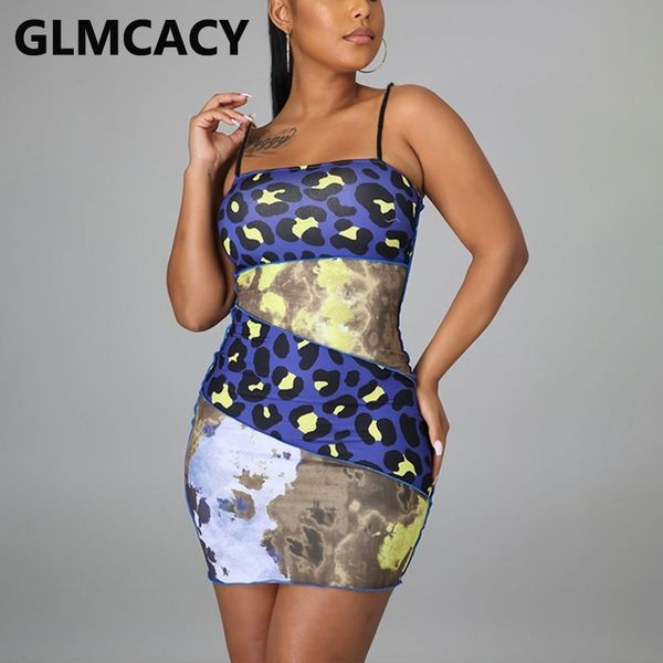 

women spaghetti strap leopard printed bodycon mini dress 210702, Black;gray