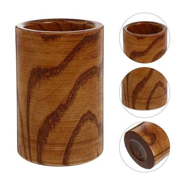 

chopsticks 1pc round tableware canister wooden holder thicken flatware container