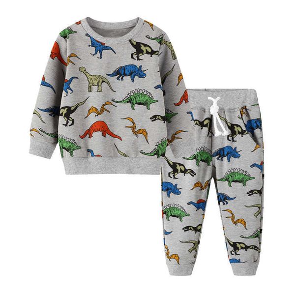 

jumping meters brand animals outfits boys girl toddler kids baby boy clothing set pullover pant 2pcs tracksuit 210529, White