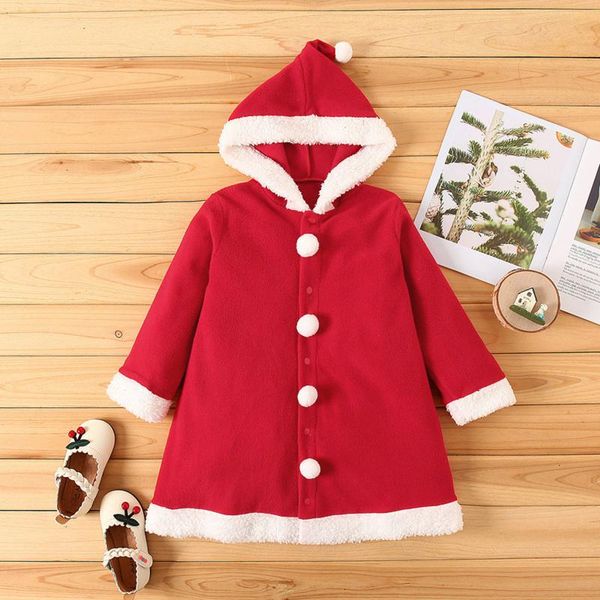

jackets baby christmas fleece hooded jacket fur ball decoration a-line version celebrate holiday costume, Blue;gray