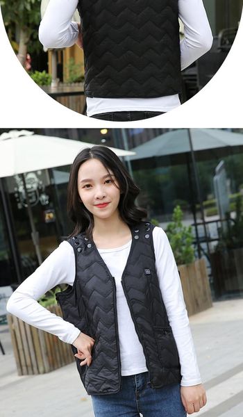 

men' tank electric heating vest charging smart clothes warm waist protection middle-aged and women' clothing, White;black