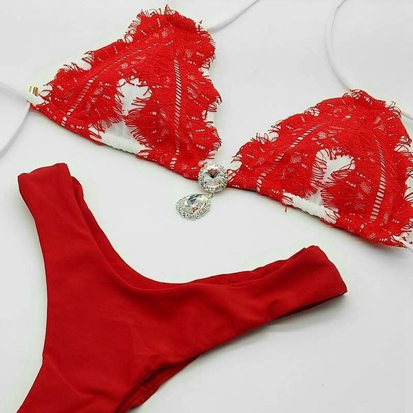 

bikini of lace style swimsuit, White;black