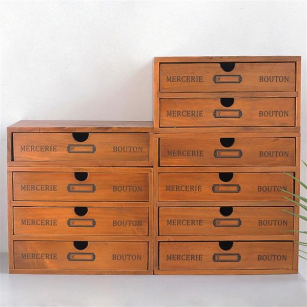 

storage drawers retro rustic durable natural wood drawer boxes multi-function deskcabinet for office home decor