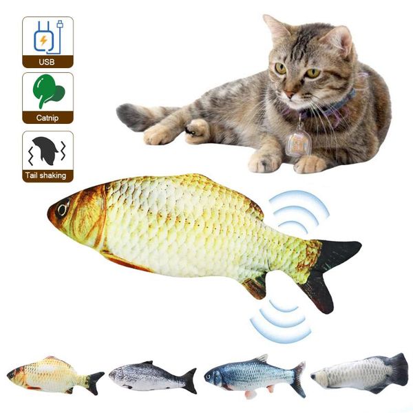 

cat toys electric toy soft plush dancing fish interactive catnip usb playing for pet chewing biting supplies