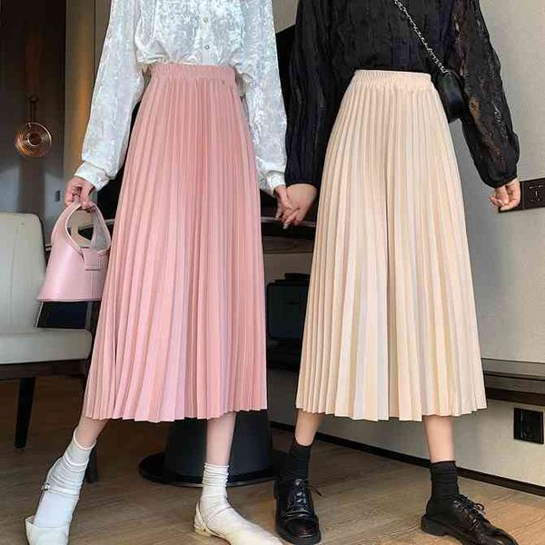 

skirts spring drape a-line pleated joker calf long skirts, Black