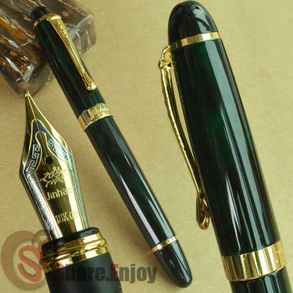 

green x450 dark golden fountain pen 18 kgp 0.7mm broad nib purple wine blue red 20 colors and ink jinhao 450