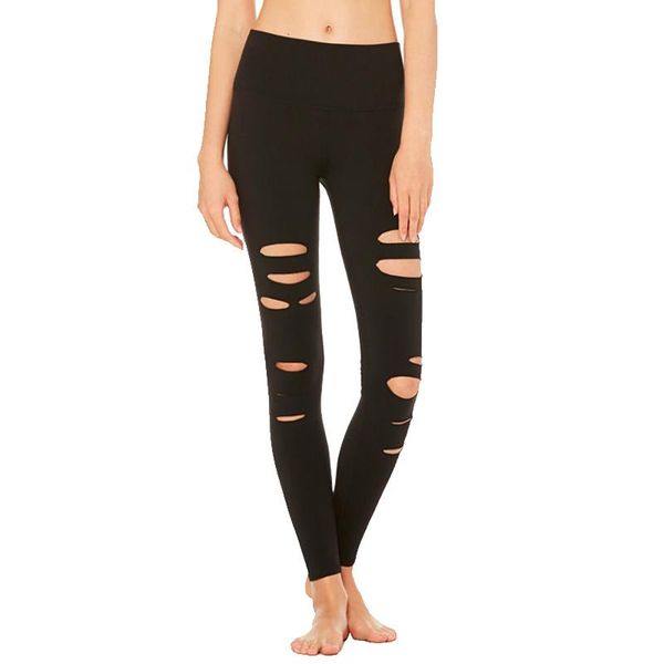 

yoga outfit hollow out leggings sport women's fitness pure color hip-lifting sports running hole pants leginsy damskie