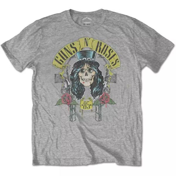 

grey guns n 'roses slash'85 licensed men t-shirt, White;black