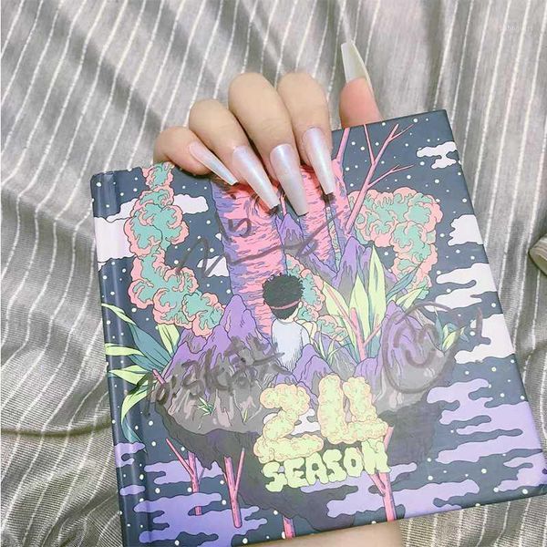 

24pcs fairy aurora bright color wearable fake nail long style ballet fashion beautiful art decoration acrylic products1, Red;gold
