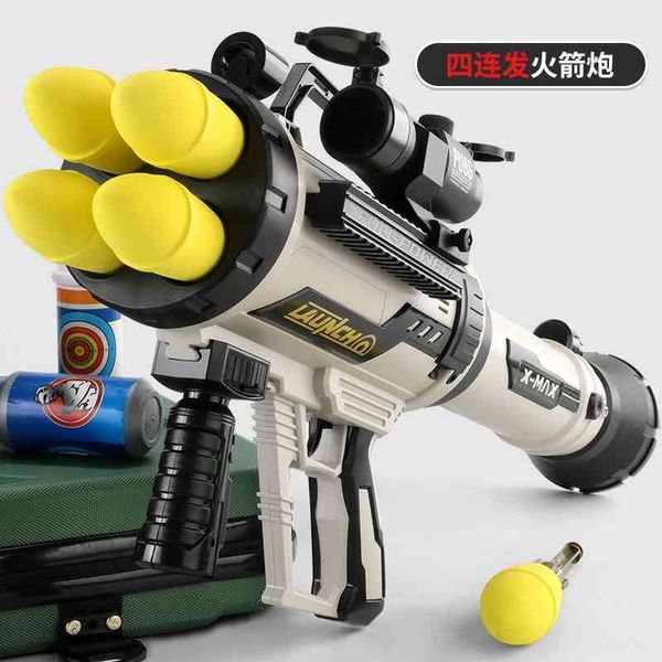 

quadruple rocket soft bullet gun boy quadruple missile launcher 858 simulated children's outdoor combat toy