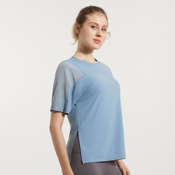 

yoga outfit loose clothes fitness sport shirt women crew neck mesh spliced blouse gym workout running short sleeve femme s-xxxl