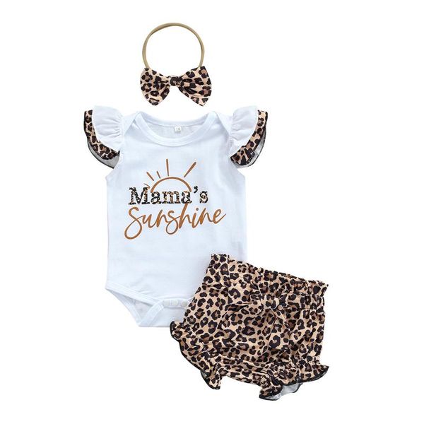 

clothing sets 3pcs baby girls clothes set round collar sleeves romper shorts and headdress fashion toddler girl suits, White