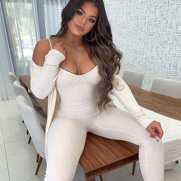 

gym clothing long jumpsuit for women 2021 summer v neck sleeveless jumpsuits sportswear slim solid spaghetti straps bodycon, White;black