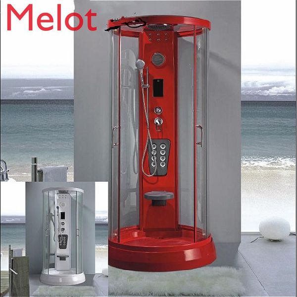 

high-end luxury round overall shower room tempered glass sliding door simple bathroom partition 105x105 bath accessory set