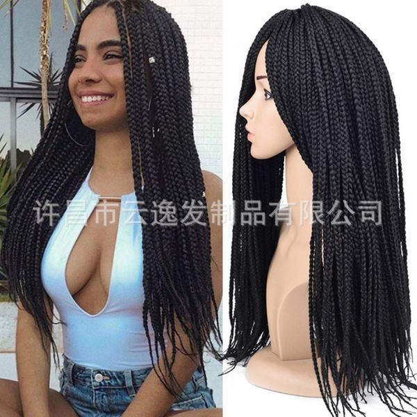 

chemical fiber pigtail small twist gradual change color three braid wig, Black