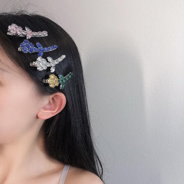 

hair clips & barrettes exquisite fairy shiny colorful crystal flower pins trendy accessories for women 2021 harajuku girls plant, Golden;silver
