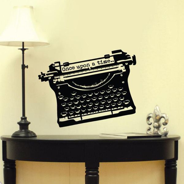 

wall stickers vintage typewriter once upon a time decal library book inspirational quote sticker home decor