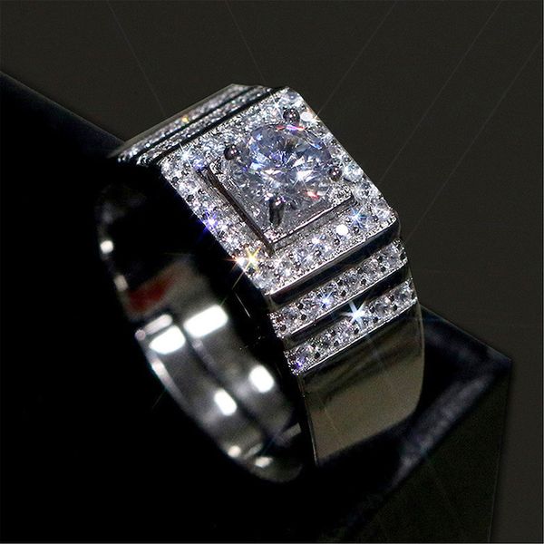 

adjustable rings wholesale 925 sterling silver wedding fine jewelry zircon engagement ring for men, Slivery;golden