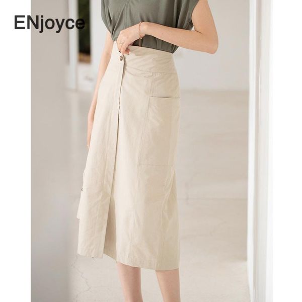

women vintage beige high waist skirt spring summer elegant slim straight long skirts korean style office ladies a-line, Black