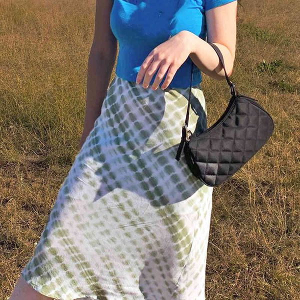 

fashionable short 2021y2k90s women's slim bag hip tie dye a-line long skirt, Black