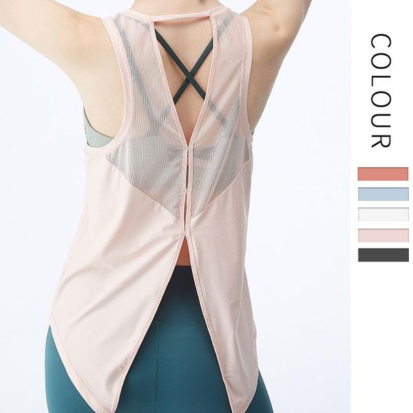 

sports vest women loose back sleeveless fitness suit breathable short sleeve running t-shirt summer yoga blouse outfits, White;red