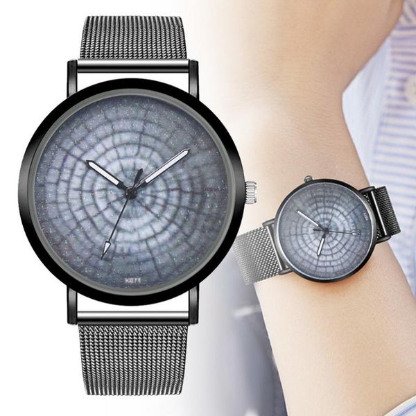 

wristwatches women men quartz watch round dial simple gifts with steel mesh belt ll@17, Slivery;brown