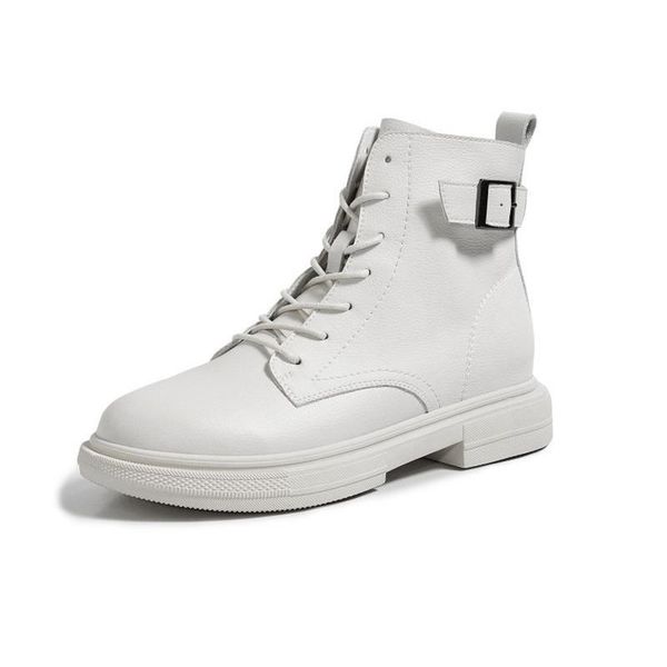 

women real leather ankle boots thick bottom zipper shoes woman winter warm platform fashion cool footwear size 34-40, Black