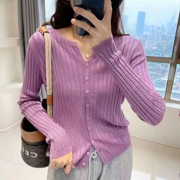 

women's knits & tees knitted cardigan women 2021 clothing autumn solid color korean loose casual coat v-neck sweater fashion, White