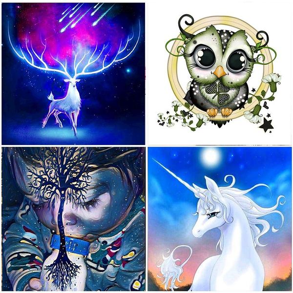

diamond painting 5ddiy sika deer pattern cross stitch kits embroidery rhinestones mosaic animals full square round drill decor