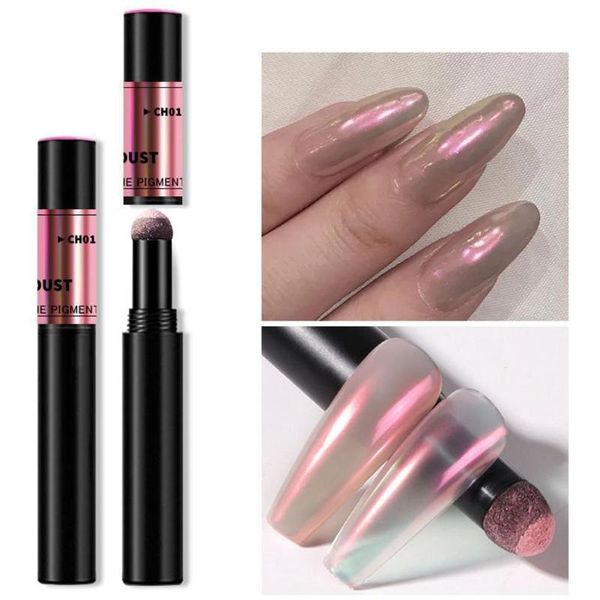

nail glitter powder pen air cushion art mirror effect quick dry makeup fast design tslm1, Silver;gold