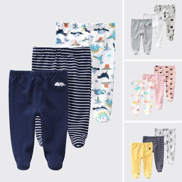 

trousers 3pcs born baby pantyhose spring autumn high waist protect belly pants stripe printing for boys and girls 2021, Blue