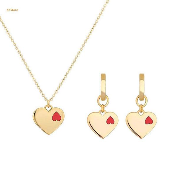 

earrings & necklace heart in pendant jewelry set doule lover, Silver