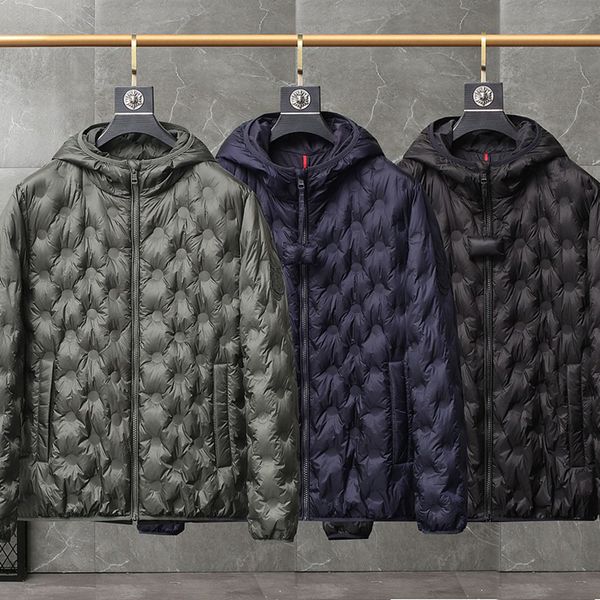 

monc men's down jacket ultra light down coat hooded zipper up winter warm outerwear15d nylon designer clothe plus size 3xl, Black