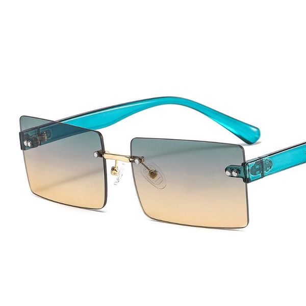 

small rectangle rimless sunglasses men square color frame sun glasses for women gradient lens frameless uv400 shades eyewear, White;black