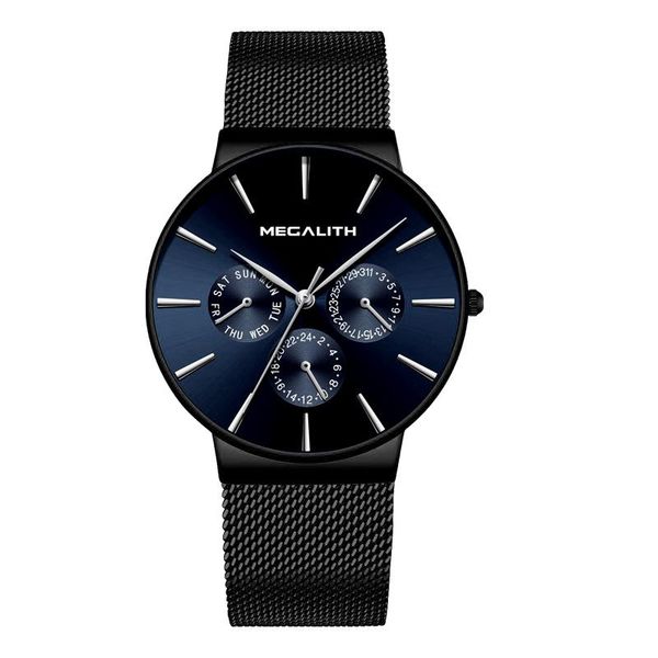 

wristwatches megalith fashion casual quartz men watch ultra thin waterproof mens watches sports wrist for clock, Slivery;brown