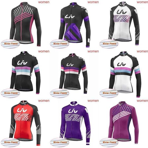 

liv winter thermal fleece ciclismo women long sleeve bicycle cycling jersey breathable clothing 2901ljp1, Black;red