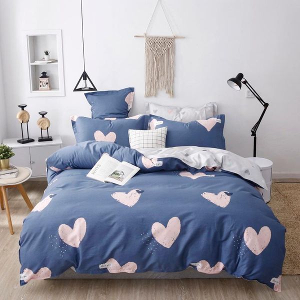 

bedding sets cartoon double bed full  100%cotton 4pcs set duvet cover pillowcase flat sheet home el bedclothes bedroom flower