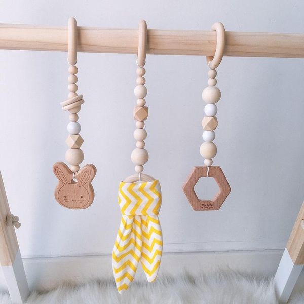 

decorative objects & figurines 3pcs gym teether rattles toy baby play wooden hanging sensory toys nursing pendant birthday shower gifts nord