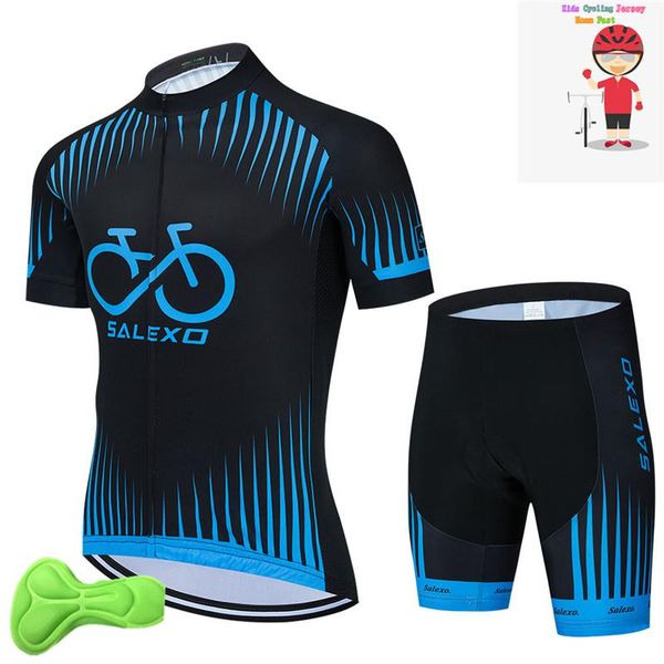 

kids pro team bike clothing boys summer short sleeve cycling jersey children road bicycle sportwear ropa ciclismo hombre racing sets, Black;blue