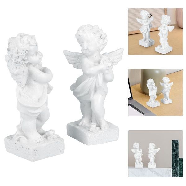 

candle holders 2pcs miniature angel stand column resin mini adornment house embellishments