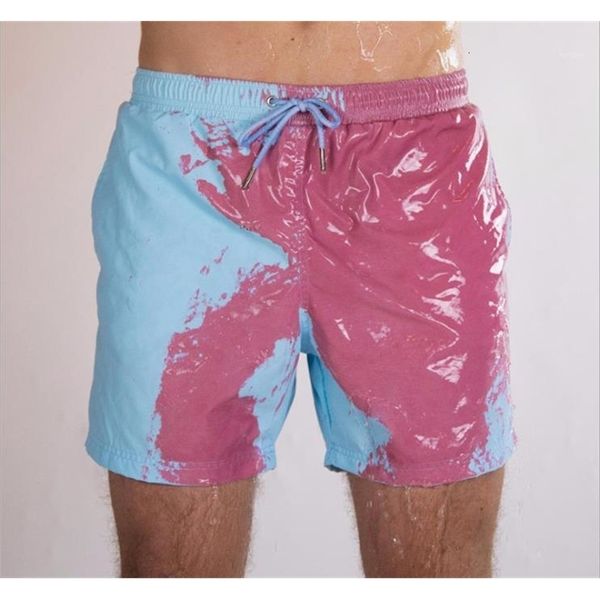 

males casual drawstring pants mens summer discoloration loose shorts designer solid color beach plus size warm color changing short, White;black