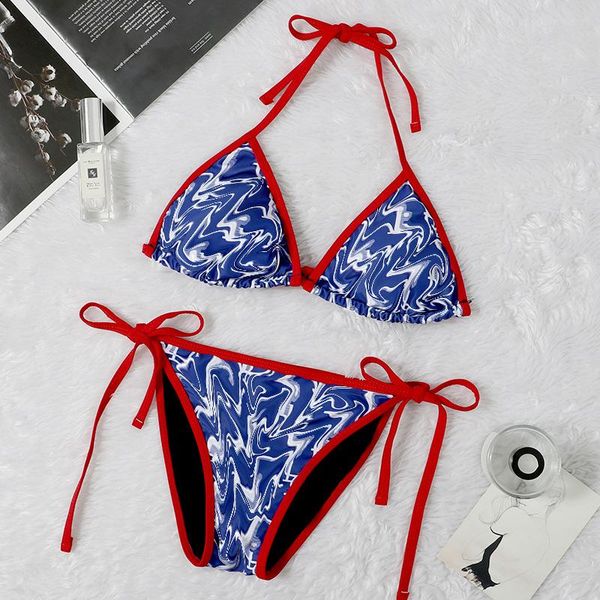 

bikini set women brand 2021 summer vintage print split swimsuit push up bandeau thong brazilian biquini swimwear one-piece suits