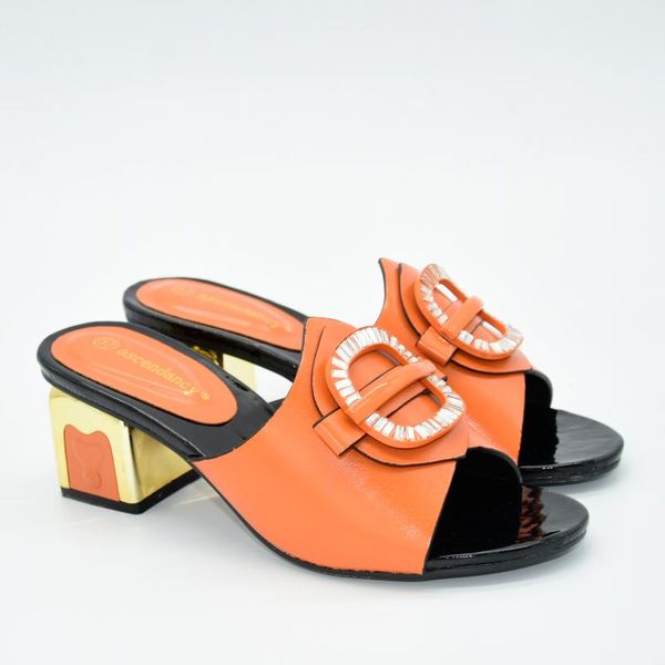 

orange soft women summer slippers heel elegant slides df20807-29, Black