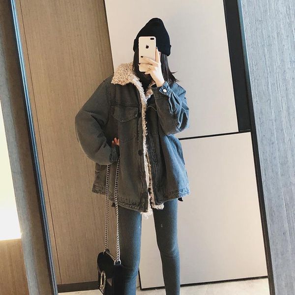 

denim coat for female students in winter of 2021 women's down & parkas, Black
