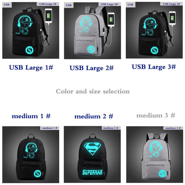 

men's and women's leisure bag & middle school students' computer schoolbag neutral luminous usb outdoor backpack