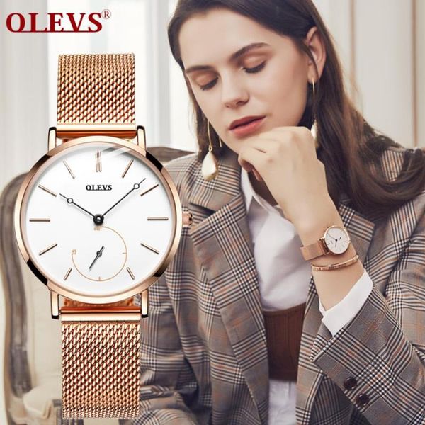 

wristwatches women watches quartz waterproof stainless steel mesh ladies clock relogio feminino rose gold, Slivery;brown
