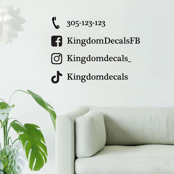 

wall stickers custom social media business sign sticker decal beauty salon wedding shop store office decor