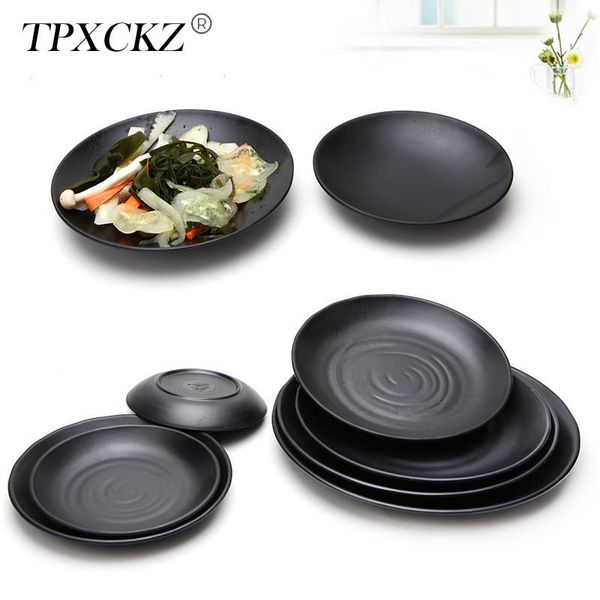 

tpxckz melamine dinner plate round break-resistant a5 plates for picnic holiday party salad fruit snack pasta(black) dinnerware sets