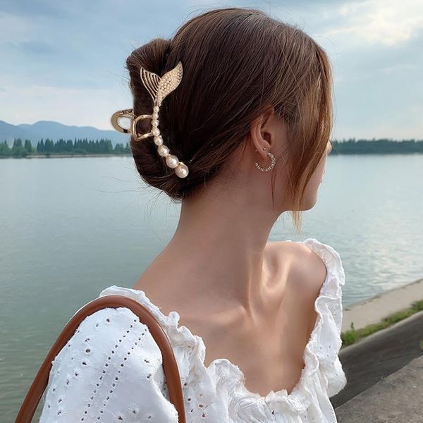 Fermagli per capelli Barrettes Coreano Grandi perle Acrilico Dolce Fiore di cristallo Artiglio Chic Granchio Forcine Accessori moda