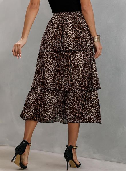 

wholesale leopard women clothing skirt fashion coffee white spring summer streetwear casual long skirts, Black